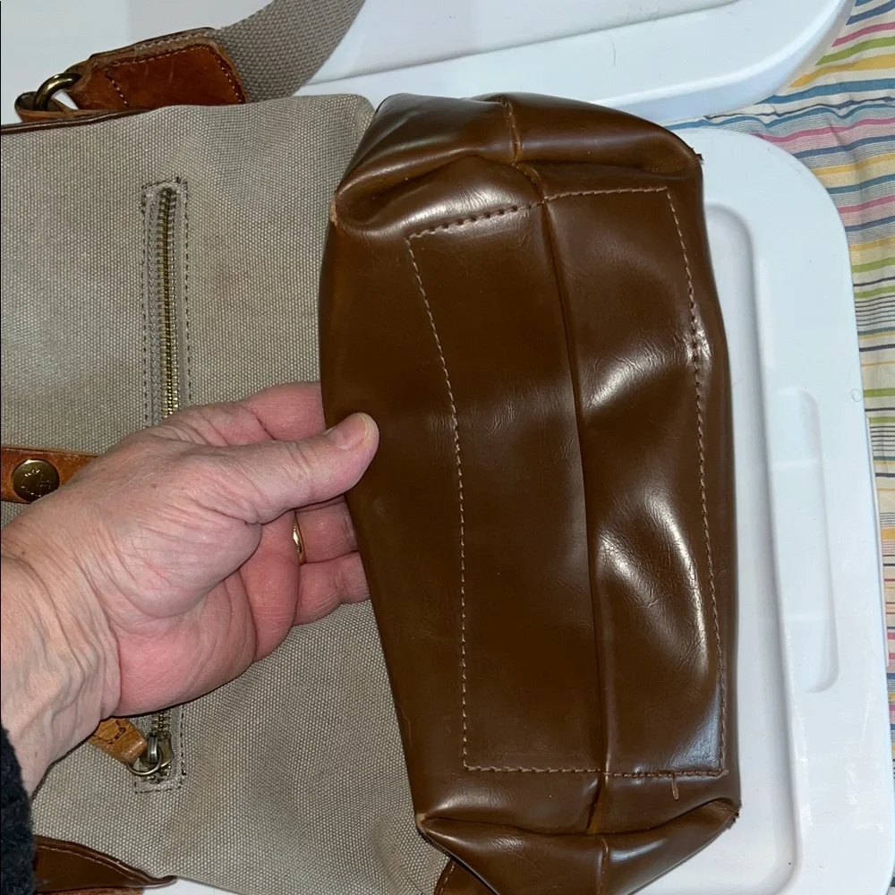 TSD Brand Canvas and Leather Brown and‎ Tan Men's Crossbody Bag